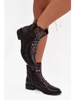 Damen-Stiefeletten BOTO ASA62-16 SCHWARZ/GEMUSTER