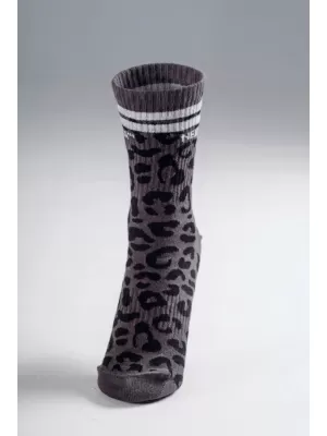 Crew-Socken mit Leopardenmuster NEBBIA PRIMAL 106 SCHWARZER LEOPARD