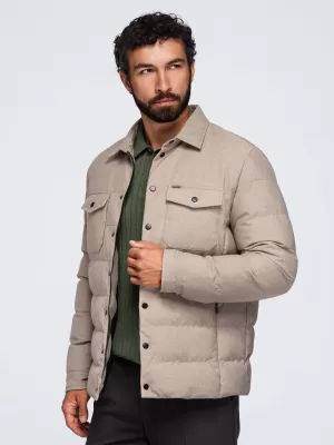 Gesteppte Hemdjacke für Herren OMBRE OM-JALP-0256 SCHWARZ