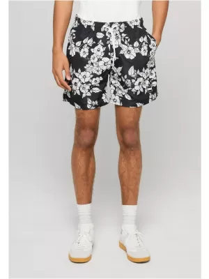 Badeshorts für Herren URBAN CLASSICS TB2679 SCHWARZE BLUMEN