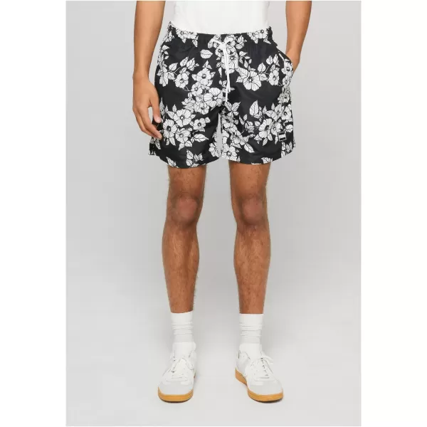  Badeshorts für Herren URBAN CLASSICS TB2679 SCHWARZE BLUMEN 