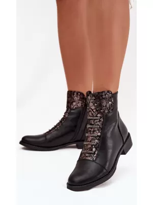 Damen-Stiefeletten BOTO ASA62-16 SCHWARZ/GEMUSTER