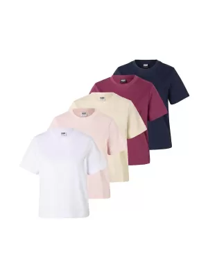 Damen-T-Shirt URBAN CLASSICS TB8574C-23659 WEIß/MITTERNACHTSMARINE/VINTAGE ROSE/BEERENLILA/WEIßER SAND