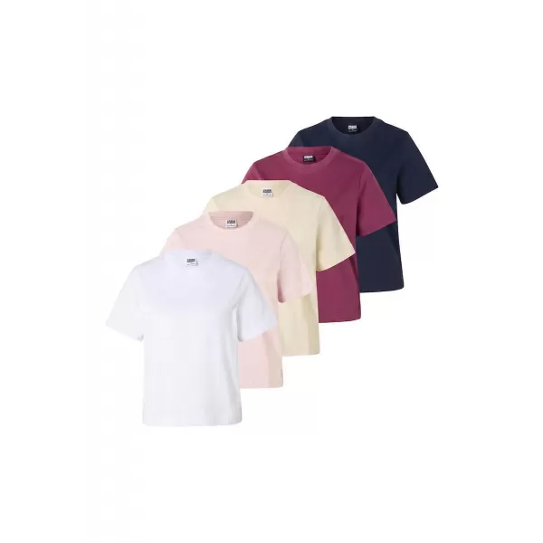  Damen-T-Shirt URBAN CLASSICS TB8574C-23659 WEIß/MITTERNACHTSMARINE/VINTAGE ROSE/BEERENLILA/WEIßER SAND 