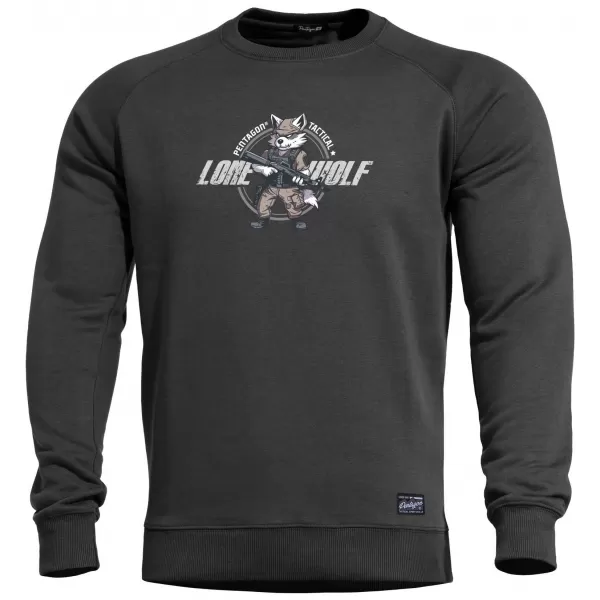  Herren-Sweatshirt PENTAGON HAWK SWEATER LONE WOLF K09019-LO SCHWARZ 