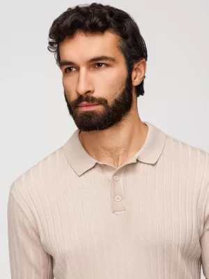 Herren-T-Shirt mit Kragen OMBRE OM-POSS-0169 BEIGE