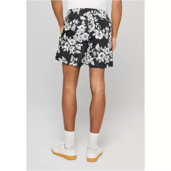  Badeshorts für Herren URBAN CLASSICS TB2679 SCHWARZE BLUMEN 