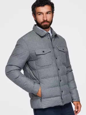 Gesteppte Hemdjacke für Herren OMBRE OM-JALP-0256 GRAUE MELANGE