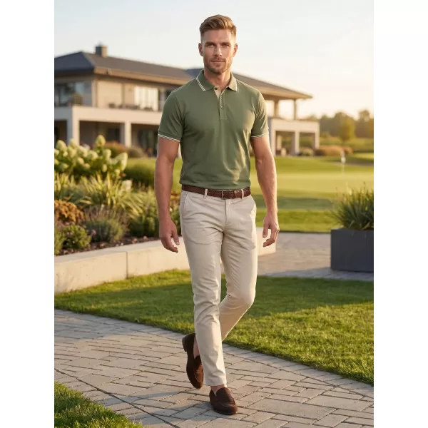  Herren-T-Shirt mit Kragen MALFINI FOCUS 232 KHAKI 