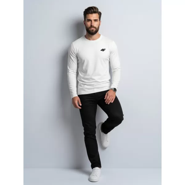  Herren-T-Shirt mit langen Ärmeln 4F WMM00TLONM611 WEIß 