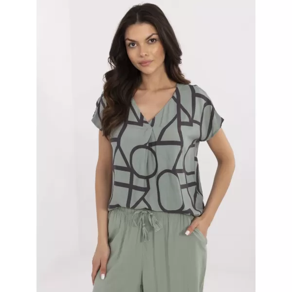  Damenbluse SUBLEVEL D73771M11171D KHAKI/SCHWARZ 