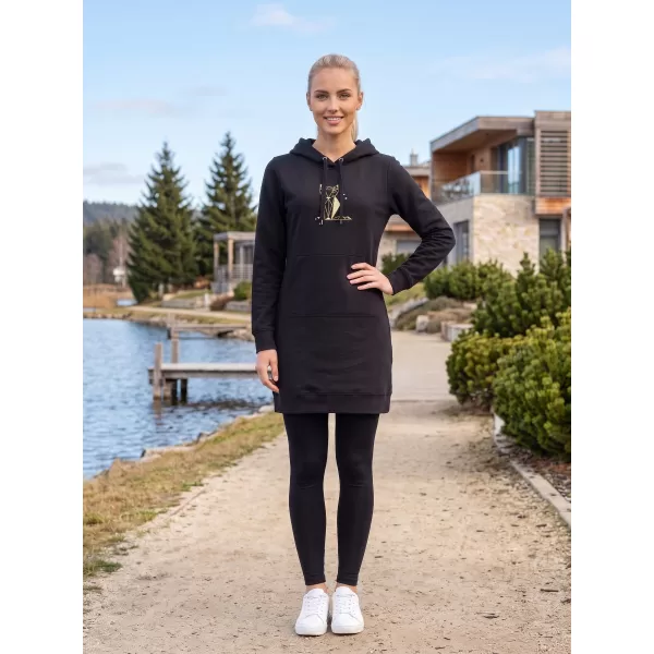  Erweitertes Damen-Sweatshirt ALTISPORT ALW091419 SCHWARZ UND GOLD 