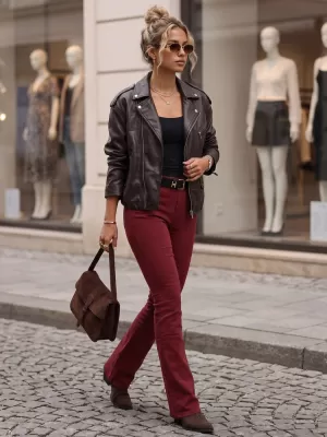 Damenhosen DSTREET UY3111 ROTWEIN