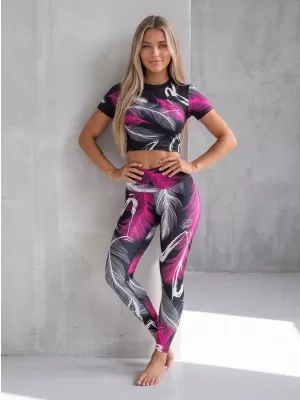 Lange Premium-Leggings für Damen (neue Größen) ALTISPORT VOJ/ALW001LEG05 SCHWARZ/ROSA