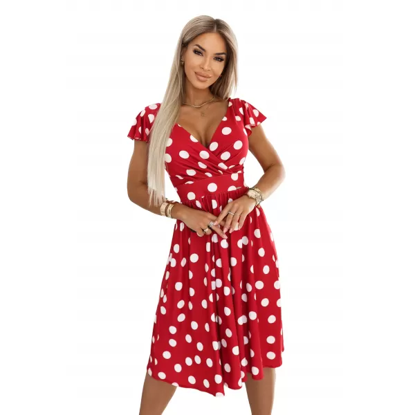  Kleid NUMOCO 425-15 BURGUNDERROT MIT TUPFEN 