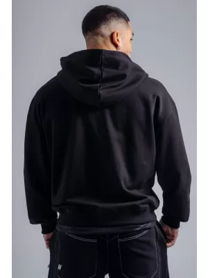 Sweatshirt mit Reißverschluss und gesticktem Logo NEBBIA PRIMAL 884 SCHWARZ
