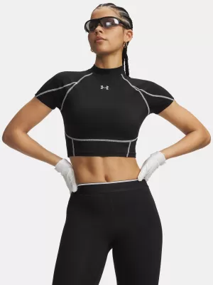 Damen-T-Shirt UNDER ARMOUR HEATGEAR ELITE CROP MCK SS 6014710-008 SCHWARZ