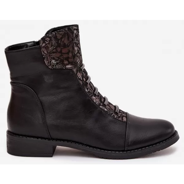  Damen-Stiefeletten BOTO ASA62-16 SCHWARZ/GEMUSTER 