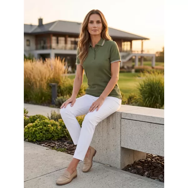  Damen-T-Shirt mit Kragen MALFINI FOCUS 233 KHAKI 