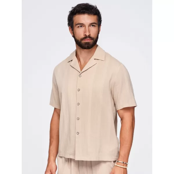  Herrenhemd OMBRE OM-SHSS-0221 HELLBRAUN 