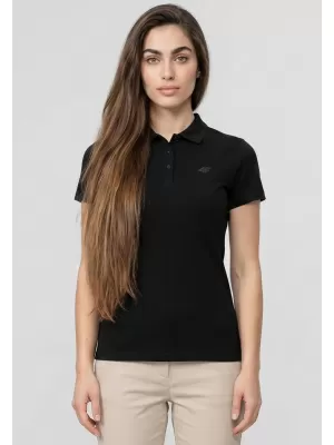 Damen-T-Shirt mit Kragen 4F WMM00TPTSF0768 TIEFSCHWARZ