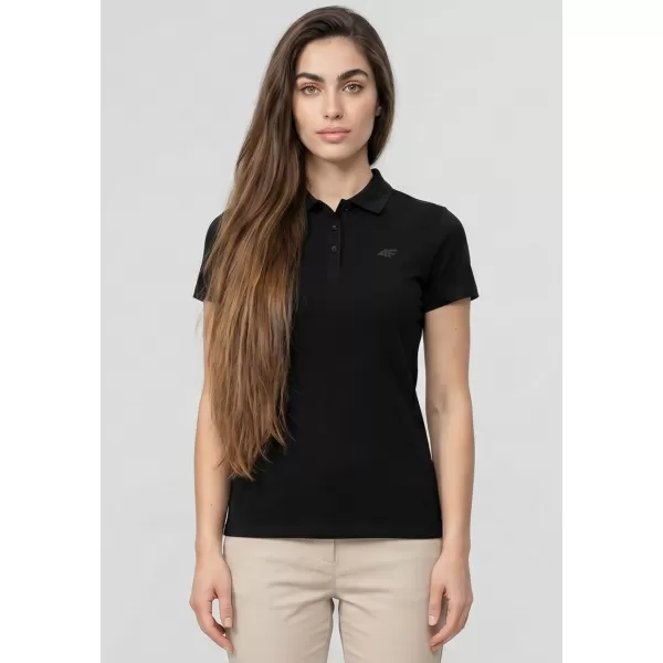  Damen-T-Shirt mit Kragen 4F WMM00TPTSF0768 TIEFSCHWARZ 
