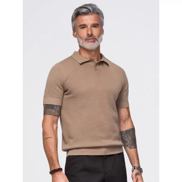  Herren-Poloshirt OMBRE OM-POSS-0178 HELLBRAUN 