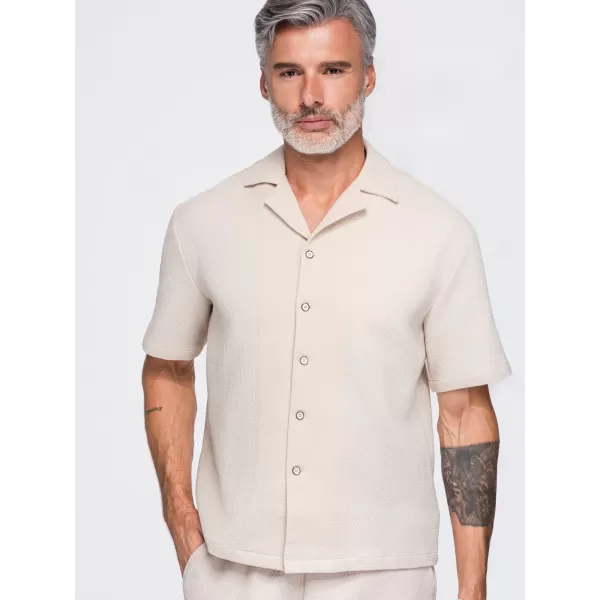  Herrenhemd OMBRE OM-SHSS-0220 CREMEFARBEN 