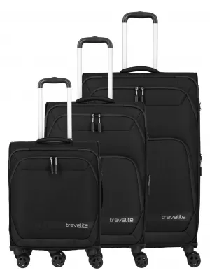 Ein Satz Koffer TRAVELITE Kick Off 4w S, M exp, L exp SCHWARZ