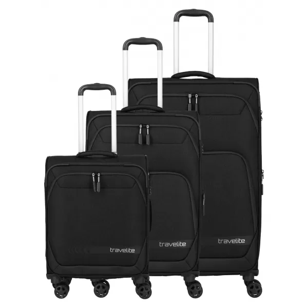  Ein Satz Koffer TRAVELITE Kick Off 4w S, M exp, L exp SCHWARZ 