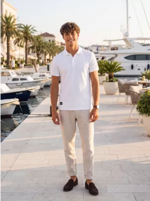 Herren-T-Shirt mit Kragen ALTISPORT NP/ALMST90601 WEIß