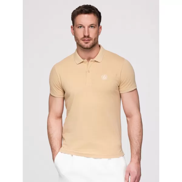  Herren-T-Shirt mit Kragen OMBRE OM-POBS-0171 SCHWARZ/WEIß/BEIGE 