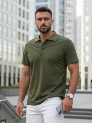 Herren-T-Shirt mit Kragen DSTREET PX0511 GRÜN