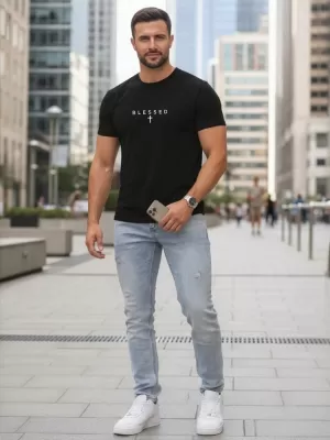 Herren-T-Shirt DSTREET NX5124R-BK SCHWARZ