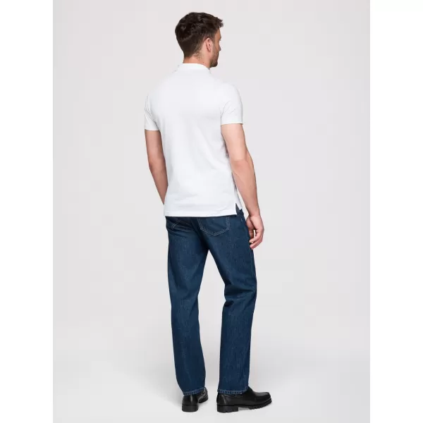  Herren-T-Shirt mit Kragen OMBRE OM-POBS-0171 WEIß/KASTANIENBRAUN/DUNKELBLAU 
