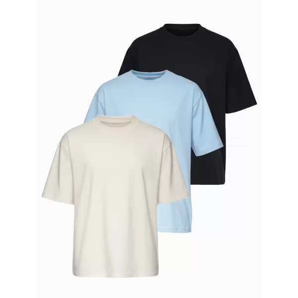  Herren-T-Shirt OMBRE OM-TSBC-0291 SCHWARZ/HELLBLAU/CREMEWEIß 