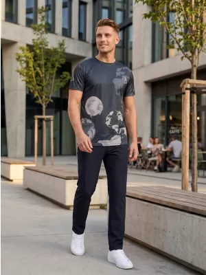 Herren Freizeithemd Premium ALTISPORT VOJ/ALM130TR06 SCHWARZ-GRAU