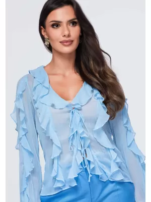 Damenbluse OMBRE OW-TS-E0078 BLAU