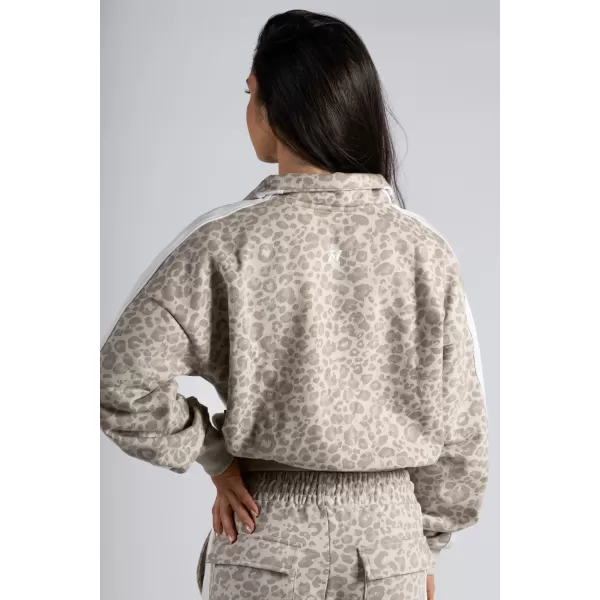  Sweatshirt mit halbem Reißverschluss und Leopardenmuster NEBBIA PRIMAL 866 CREMEFARBENER LEOPARD 