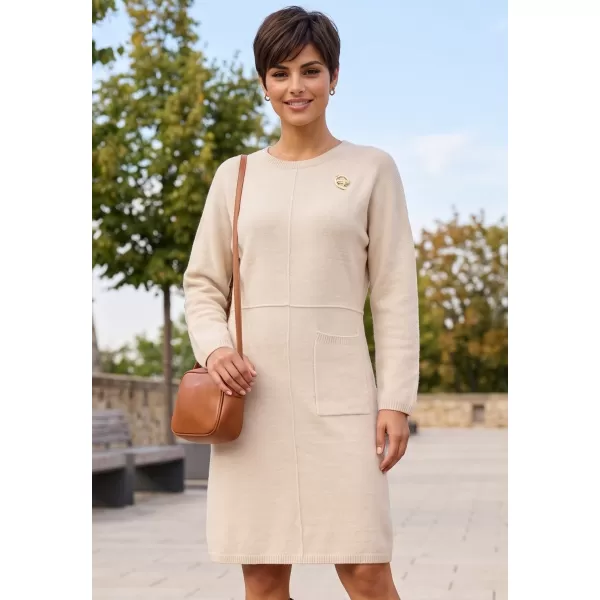  Strickkleid für Damen ALTISPORT ISIDORE HELLBEIGE 