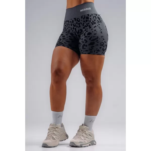  Kompressions-Push-up-Shorts mit Leopardenmuster NEBBIA PRIMAL 856 SCHWARZER LEOPARD 