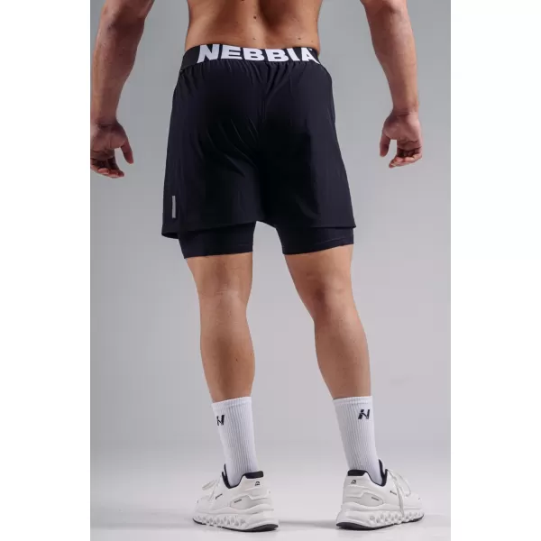  Doppellagige Trainingsshorts NEBBIA PRIMAL 878 SCHWARZ 