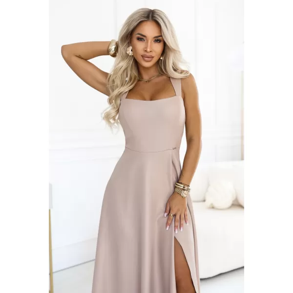  Kleid NUMOCO 633-5 DUNKLES BEIGE MIT GLITZER 
