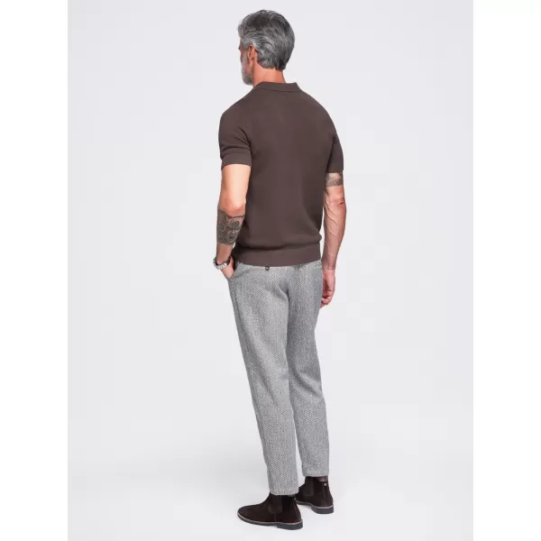  Herren-Poloshirt OMBRE OM-POSS-0178 DUNKELBRAUN 