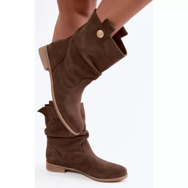  Damen-Stiefeletten ZAZOO 4210 BRAUNES WILDLEDER 
