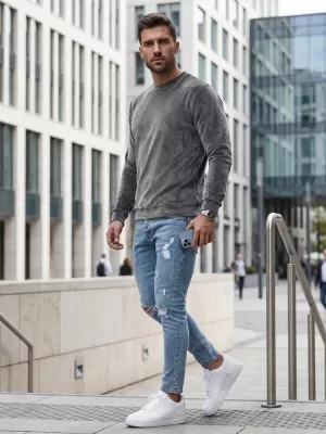 Herren-Sweatshirt DSTREET BX5533 DUNKELGRAU