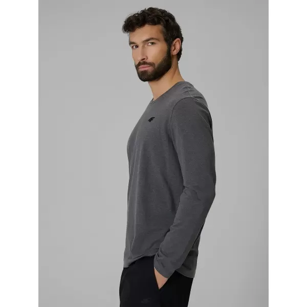  Herren-T-Shirt mit langen Ärmeln 4F WMM00TLONM611 DUNKELGRAU MELIERT 