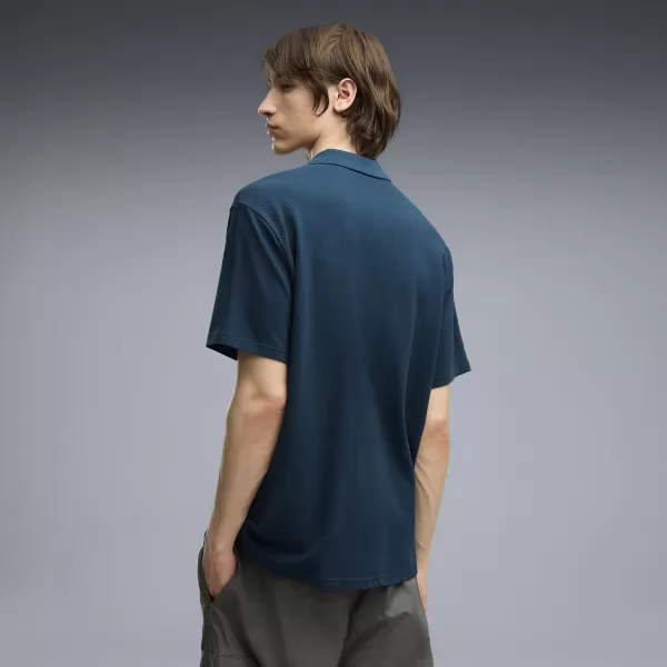  Herren-T-Shirt mit Kragen PUMA WARDROBE ESS PIQUE RELAXED POLO 62965736 MITTERNACHTSBENZIN 