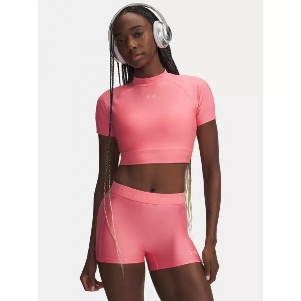  Damen-T-Shirt UNDER ARMOUR HEATGEAR CROP MOCK SS 6010006-600 ROSA 
