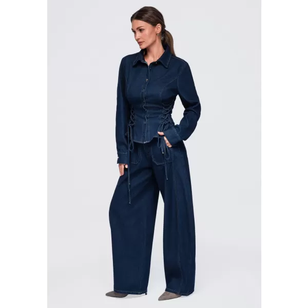  Damenhemd OMBRE OW-SH-E0070 MARINEBLAU 